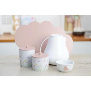 Imagem de Kit Higiene Porcelana Tema Borboleta Jardim Encantando Bebê K175 Rosê 