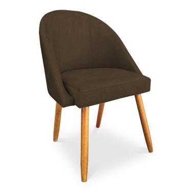 Imagem de Cadeira De Jantar Bela Suede Marrom Pés Palito Castanho