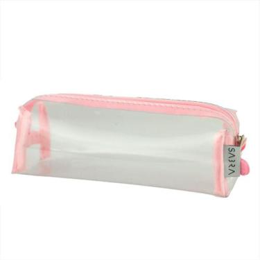 Imagem de Estojo Grande Escolar Multifuncional Transparente Rosa Bebe - SABRA