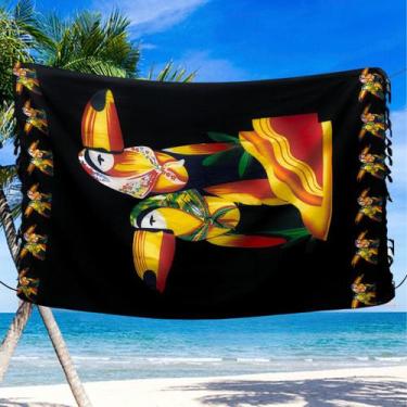 Imagem de Lenço Canga Estampado Cangão Gigante Saida de Praia Poliéster Colorida