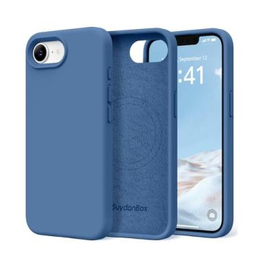 Imagem de SuydanBox Capa magnética para iPhone 16e, compatível com MagSafe, [forro de microfibra macio antiarranhões] Capa protetora de silicone fino à prova de choque para iPhone 16E de 6,1 polegadas, azul