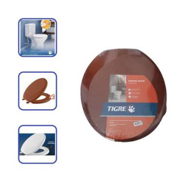 Imagem de Assento Privada Almofadado Tampa Vaso Sanitario Tigre Marrom