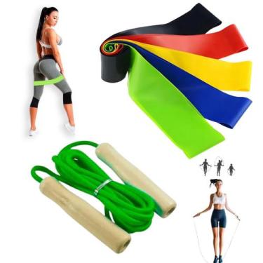 Imagem de Kit Para Exercícios 5 Elásticos Mini Band + Corda De Pular - Grupo Cah
