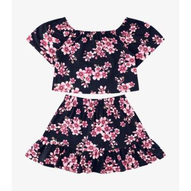 Imagem de Conjunto Blusa com Saia Cotton Rovi Kids Azul, 10, Azul