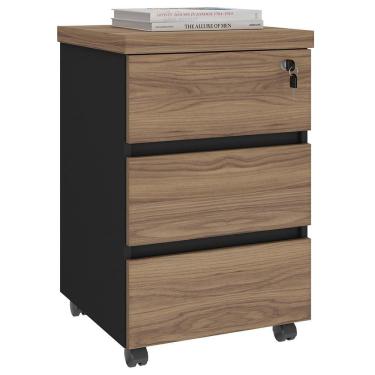 Imagem de Gaveteiro Para Escritório Com Rodízios Corp A06 Nogal-preto - Mpozenato