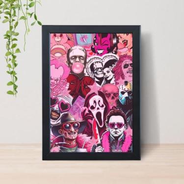Imagem de Quadro Panico Ghost Face Scream A4 C/ Moldura e Vidro 03 Cor: Preto - 
