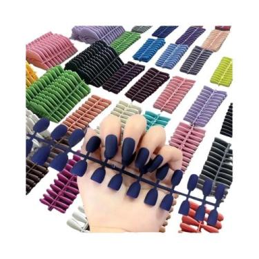 Imagem de 120 Peças De Unhas Postiças Foscas Formato Caixão, Cores Aleatórias, C