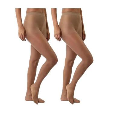 Imagem de Kit com 2 Meias Calças Clássica Fio 15 Selene Adulto Feminino, M, Natu