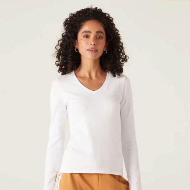 Imagem de Camiseta Manga Longa Malwee 1000026292 Branca, Branco, P