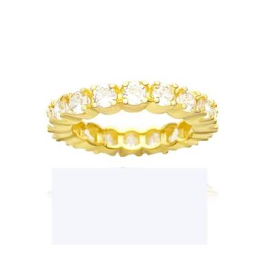 Imagem de Anel de Ouro 18K Aparador Cravejado Feminino Banhado - Tropical Joias,