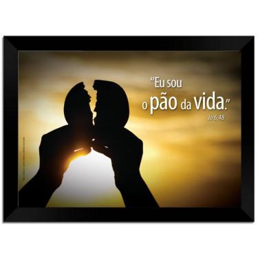 Imagem de Quadro Decorativo Frases Pão Da Vida Com Moldura E Vidro