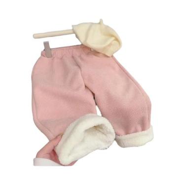 Imagem de Calças Infantis De Pelúcia Xadrez Com Perna Reta, Versão Coreana Casua