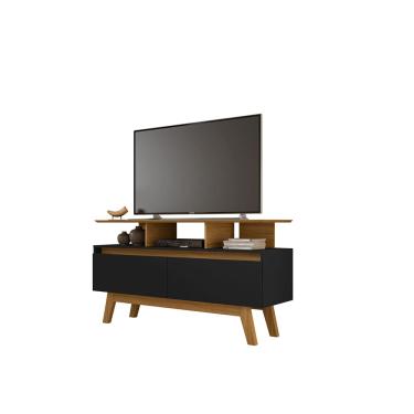 Imagem de Rack Rubi 1.2 Cinamomo/Preto Fosco – Bechara Móveis