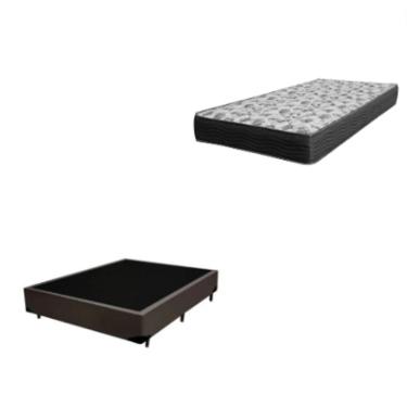 Imagem de Cama Box Solteiro 88 Tecido Sintético Marrom com Colchão De Espuma - D33 Ortobom ISO 100 60x88x188