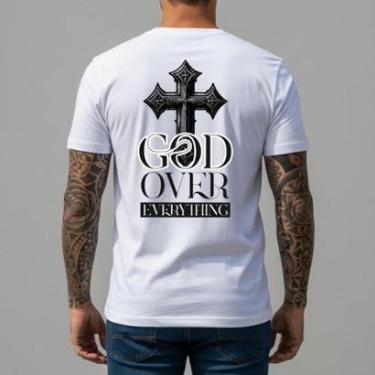Imagem de Camiseta Personalizada Masculina God Over Everything Congressos Eventos Camisa Basica Algodão-Masculino