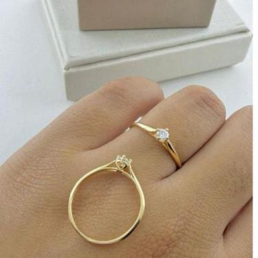 Imagem de Anel Solitário Ouro 18K 750 com Pedra Delicada - Sem marca, 15