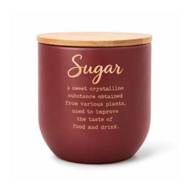 Imagem de Açucareiro Aço Inoxidável Com Tampa De Bambu 500Ml Vermelho - Mundiart