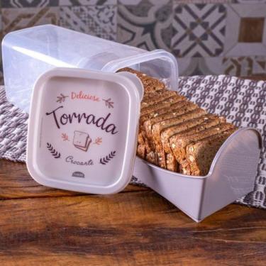 Imagem de Porta Torrada Biscoito Bolacha Puxador Pote Bandeja Servir Mesa Café d