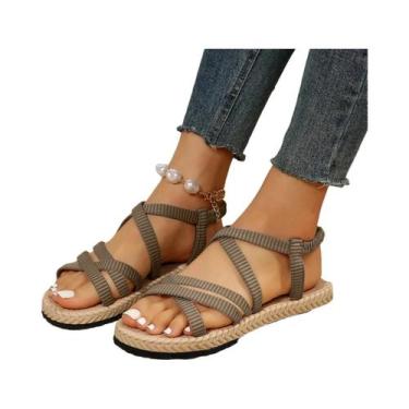 Imagem de Sandálias Femininas Estilo Boêmio, Abertas Na Parte Da Frente, Confort