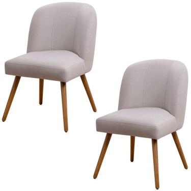 Imagem de Kit 02 Cadeiras De Jantar Cléo Pés Palito Linho Cru - Nexta Casa