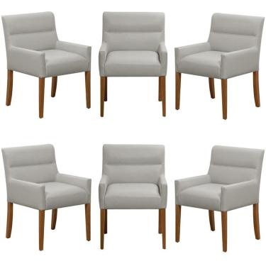 Imagem de Kit 6 Cadeiras Para Mesa De Jantar Angel Base Madeira Corano Fendi - Nexta Casa