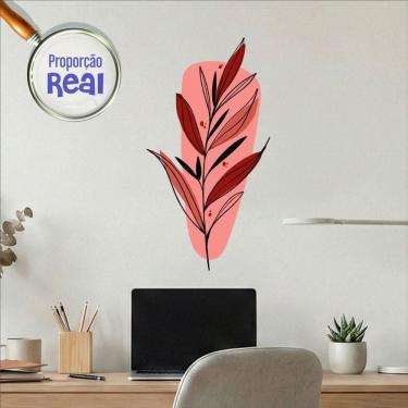 Imagem de Adesivo Floral Boho Vermelho Estilo Nórdico 31x60 Minimalista Mod.03