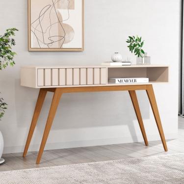 Imagem de Aparador Ripado 1 Gaveta com Pes Em MDF Acai JB Moveis