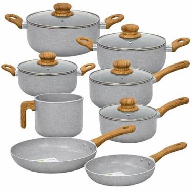 Imagem de Conjunto de Panelas Antiaderente Revestimento Cerâmica Sahara Grey 8 P