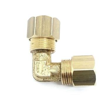 Imagem de Cotovelo Latão 1/4 Tubo X 1/4 Anilha Tubo Cobre - ALUMEGAS
