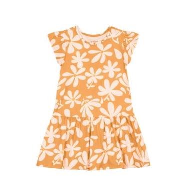 Imagem de Vestido infantil menina de flores Brandili -Laranja, 4, Laranja