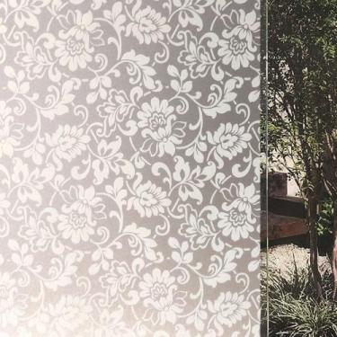 Imagem de Pelicula Eletrostatica para Vidro Blindex Modelo Jateado Flores Branca