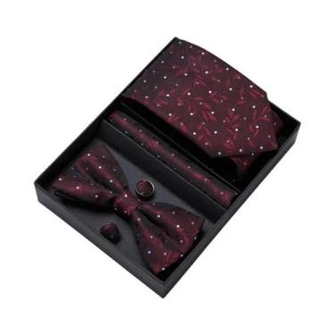 Imagem de Conjunto De Gravata Borboleta, Abotoaduras E Lenço De Bolso Prateado C