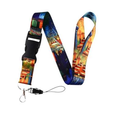 Imagem de Cordão De Pescoço Com Estampa De Borboleta E Lua, Suporte Para Crachá 