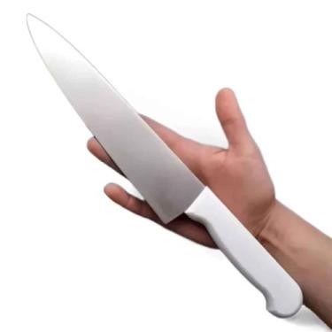 Imagem de Faca Cozinha Profissional Afiada Aço Inox Cabo Branco 32cm - Vale Impo