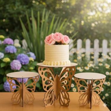 Imagem de Trio De Boleira P/ Decoração De Mesas & Festas De Aniversário Kit Borb