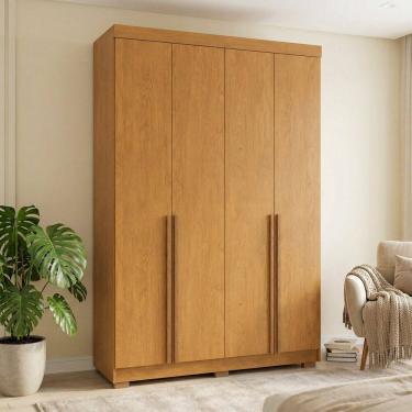 Imagem de Guarda-roupa Solteiro 4 Portas 2 Gavetas em Mdf Lugano Cerejeira