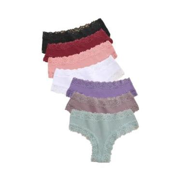 Imagem de Conjunto De Calcinhas Brasileiras Sexy De Renda E Algodão Sem Costura 