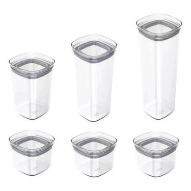 Imagem de Kit 6 Potes Herméticos Empilháveis para Alimentos Block Ou