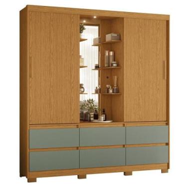 Imagem de Guarda Roupa Solteiro Atena 2 Portas 6 Gavetas Flex com LED  Móveis Al