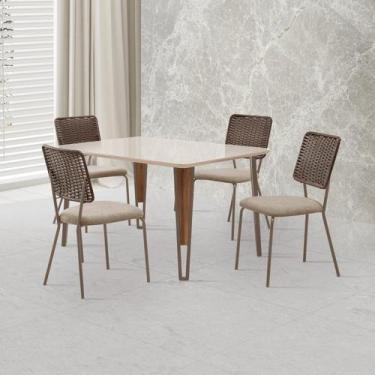 Imagem de Conjunto para Sala de Jantar com 4 Cadeiras Cancun - Aço Nobre Móveis