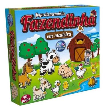 Imagem de Memoria fazendinha em madeira 40 pcs - madeira - Pais E Filhos