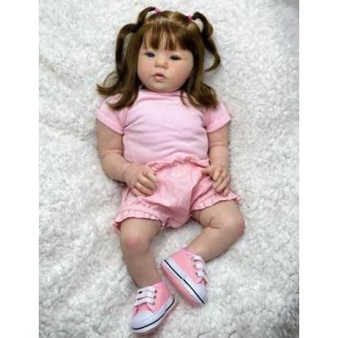 Imagem de Bebe Reborn 50cm de Altura e 35cm de Largura, Cabelo Fio a Fio, Toma B