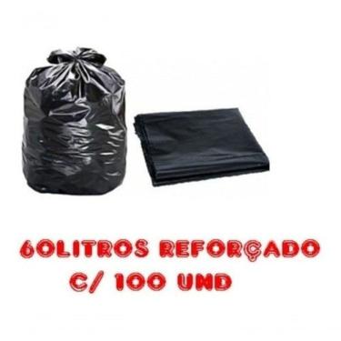 Imagem de Saco para Lixo Preto Reforçado 60L Pacote com 100 Unidades 3KG 63CM X 80CM Higipack