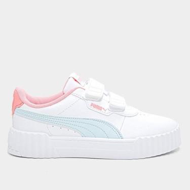 Imagem de Tênis Infantil Puma Carina 3.0 V Menina, Branco, Preto, 30