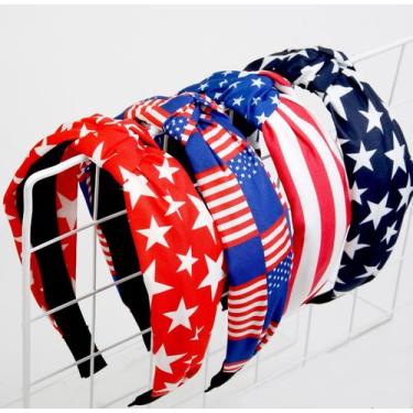 Imagem de Bandanas Huachi, bandeira americana, 4 de julho, femininas, vermelhas,