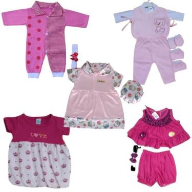 Imagem de Kit Roupinhas Bebê Reborn 5 Peças Conjunto Completo para Boneca Realis