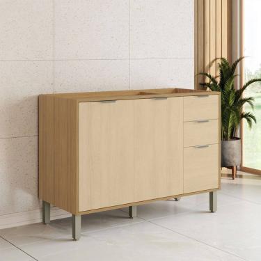 Imagem de Balcão de Cozinha para Pia 120 Cm Colors 3 Portas 2 Gavetas 100% Mdf Freijó/Oásis - Kit...