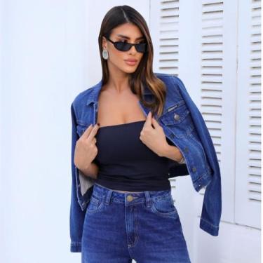 Imagem de Jaqueta Jeans Com Pedras Feminina Revanche Bezas, G