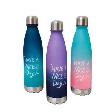 Imagem de Kit 3 Garrafa Térmica Portátil Esportiva Inox 740ml Shakers Trabalho L
