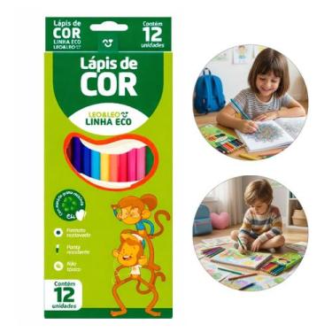 Imagem de Lápis de Cor Com 12 Cores Formato Sextavado Ponta Resistente Não Tóxic